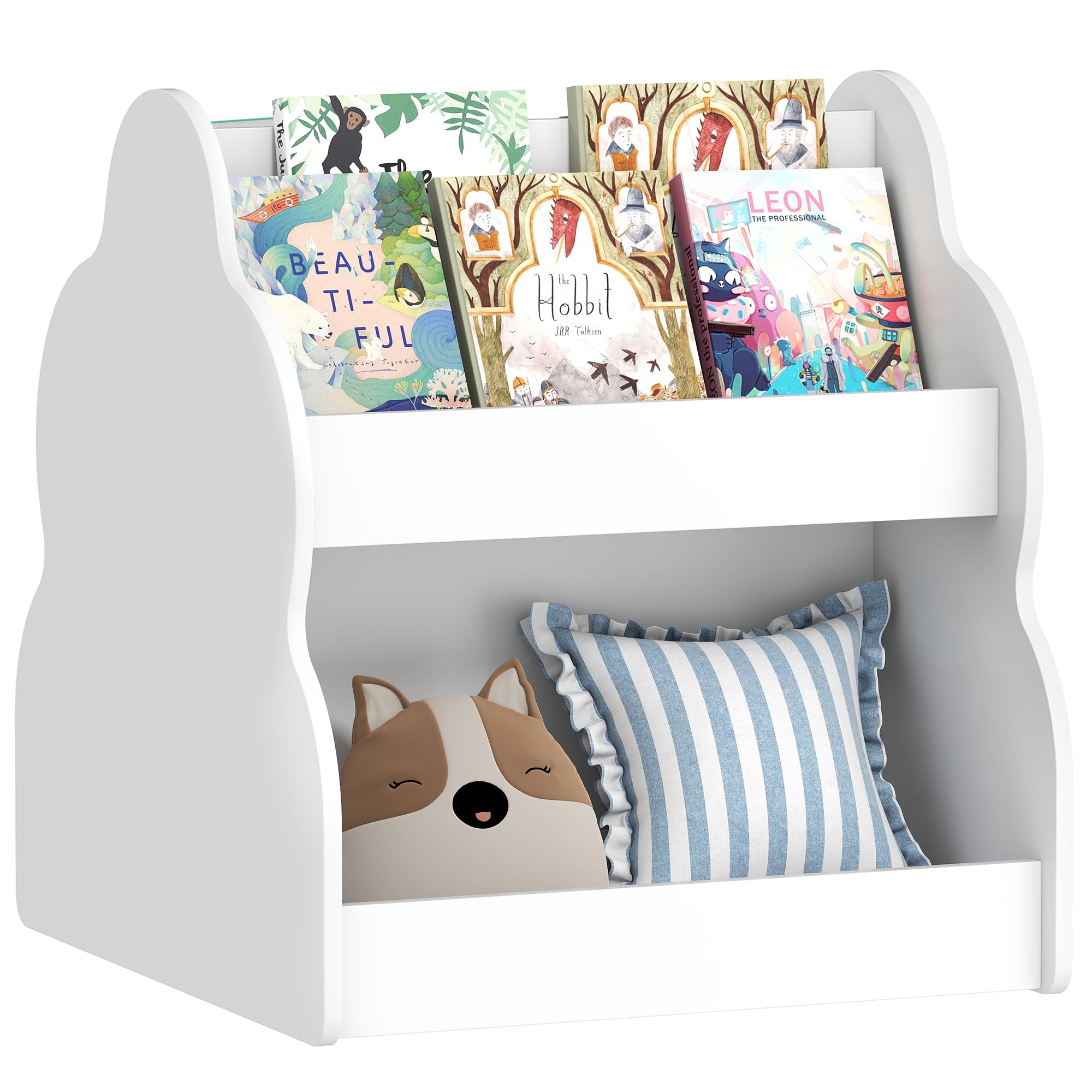 AIYAPLAY Kinderregal, Kinder-Bücherregal mit Rädern 54 x 50 x 56 cm Weiß