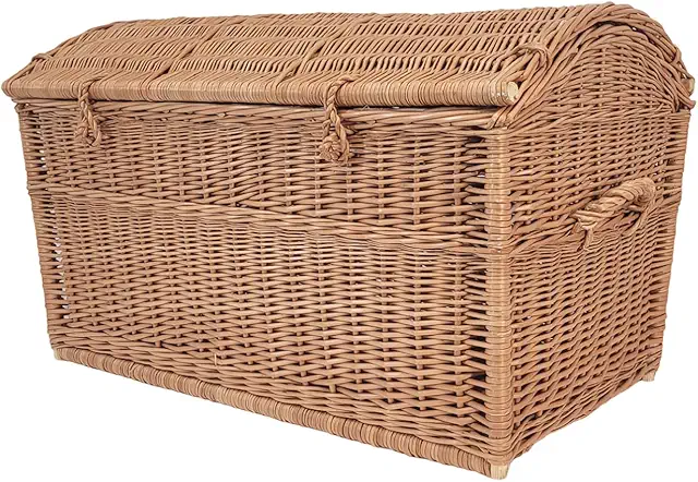 Baule in vimini XL per giocattoli e vestiti - Cestino naturale 80x48x48 cm