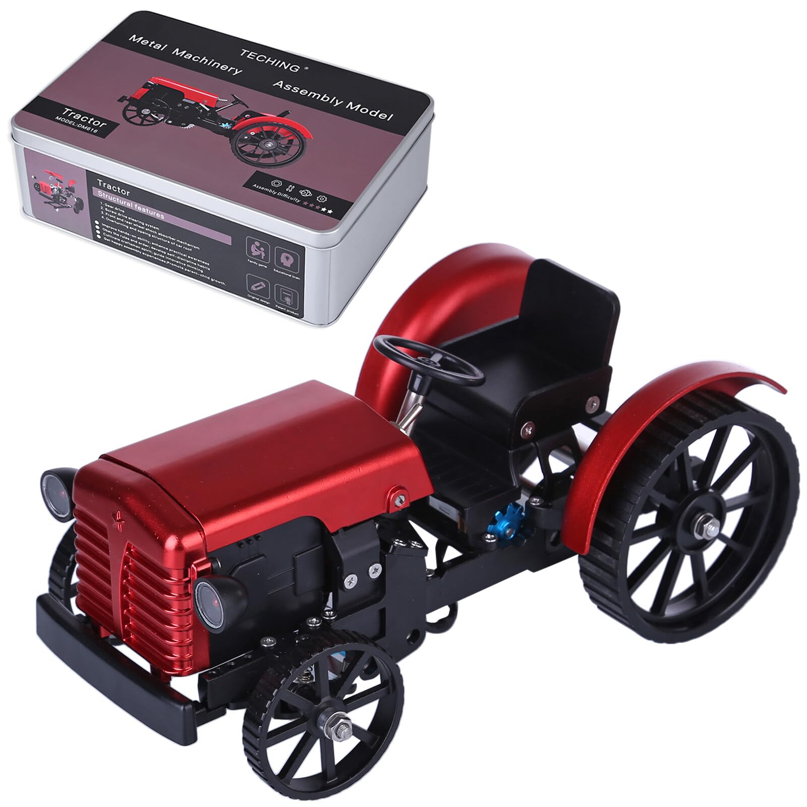 Mini trattore elettrico fai da te in metallo modello meccanico CNC di precisione Engineering kit di costruzione di trasmissione modello dimostrativo per adulti ingegneri hobby