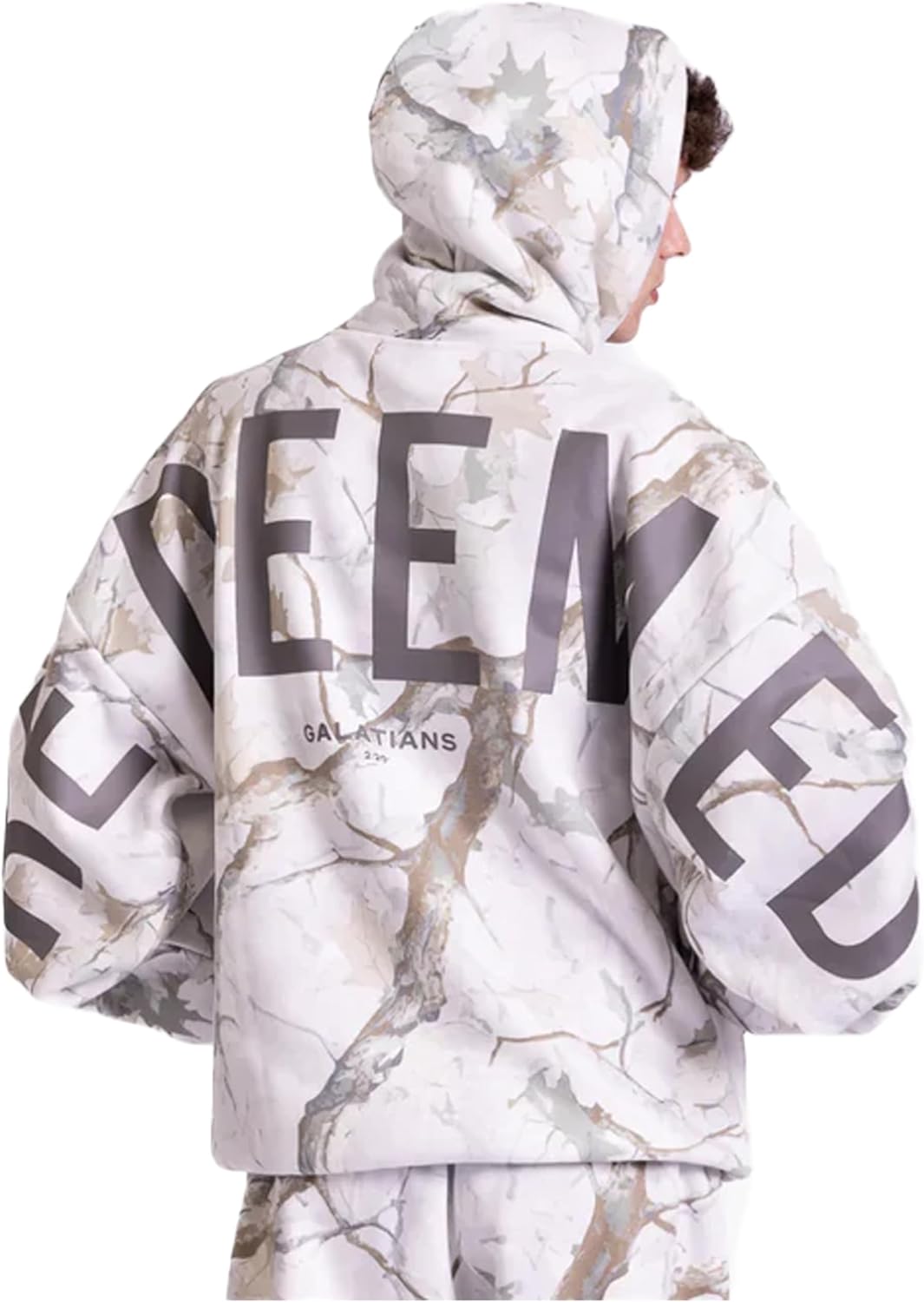 God's Love Overcomes Christian Hoodie | Faith-Based Oversized Christian Sweatshirt | Redeemed | Light Camo