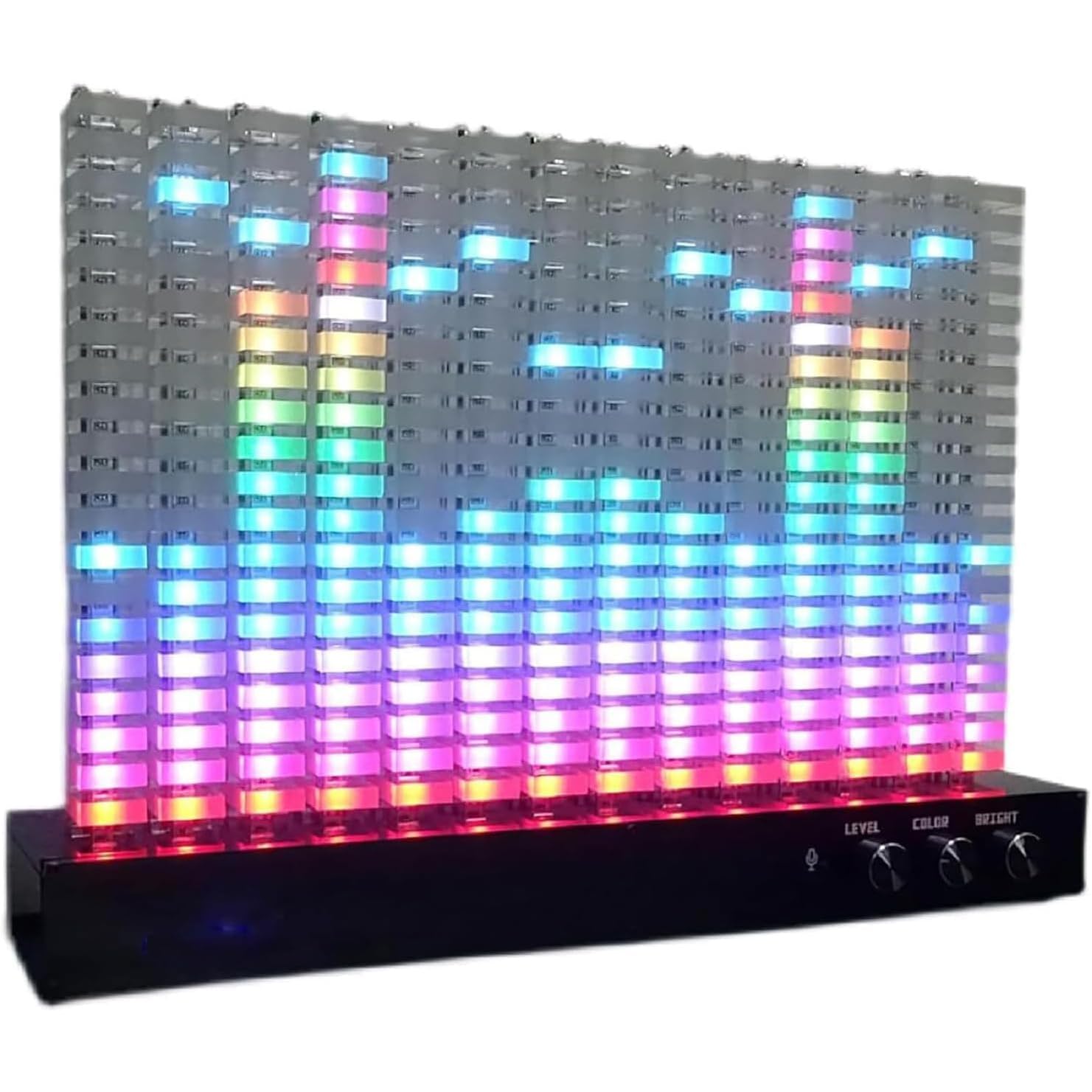 Analizador de espectro musical, visualizador de audio de 14 segmentos con poste de lámpara acrílica, pantalla LED de alta sensibilidad para eventos de coche, fiesta y dormitorio
