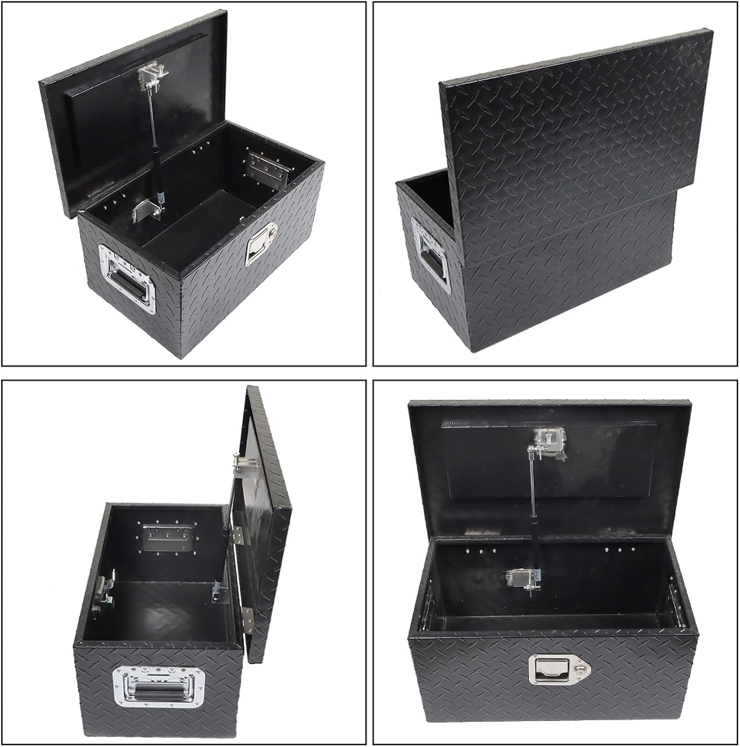 labwork 20 Inch Aluminum Diamond Plate Tool Box Organizer With Lock Key Black