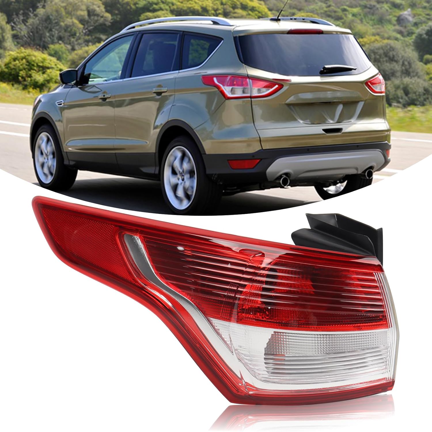 Tail Light with Bulb Assembly Compatible With 2013 2014 2015 2016 Ford Escape Tail Lamp Left Driver Side Replacement FO2800229 CJ5Z13405E