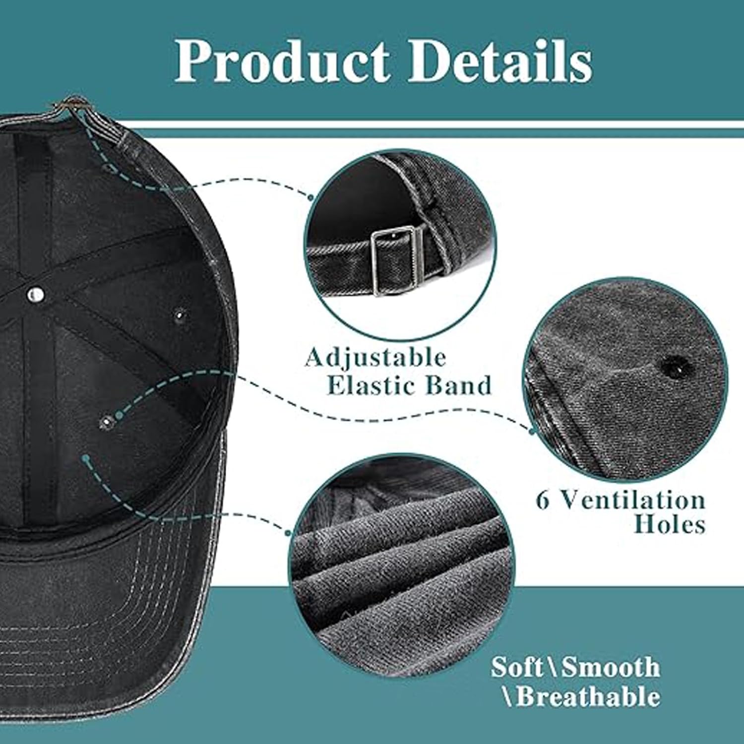 Women's Floral Chicken Baseball Cap for Men Women, Adjustable Vintage Distressed Washed Dad Hat - Image 7