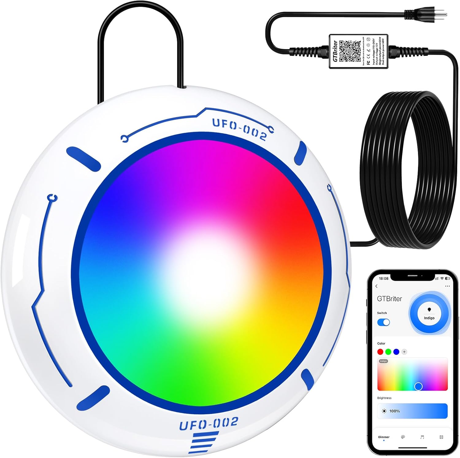 Above Ground Pool Lights with APP Control (20W RGB)