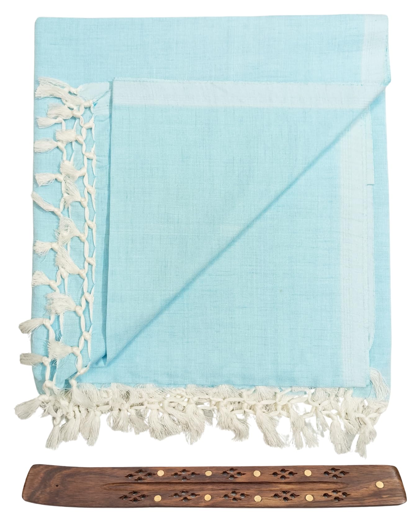 BunkaarBunkaar Women's Pure Handloom 100% Cotton Silky Soft Beautiful Blue-White Striped Bhagalpuri Summer Chadar Shawl, Size- 245Cm X 130Cm