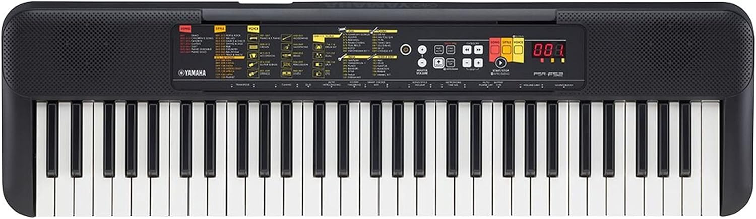 Yamaha PSR-F52 Digital Keyboard, schwarz – Kompaktes digitales Keyboard für Einsteiger mit 61 Tasten, 144 Instrumentenklängen und 158 Begleit-Styles