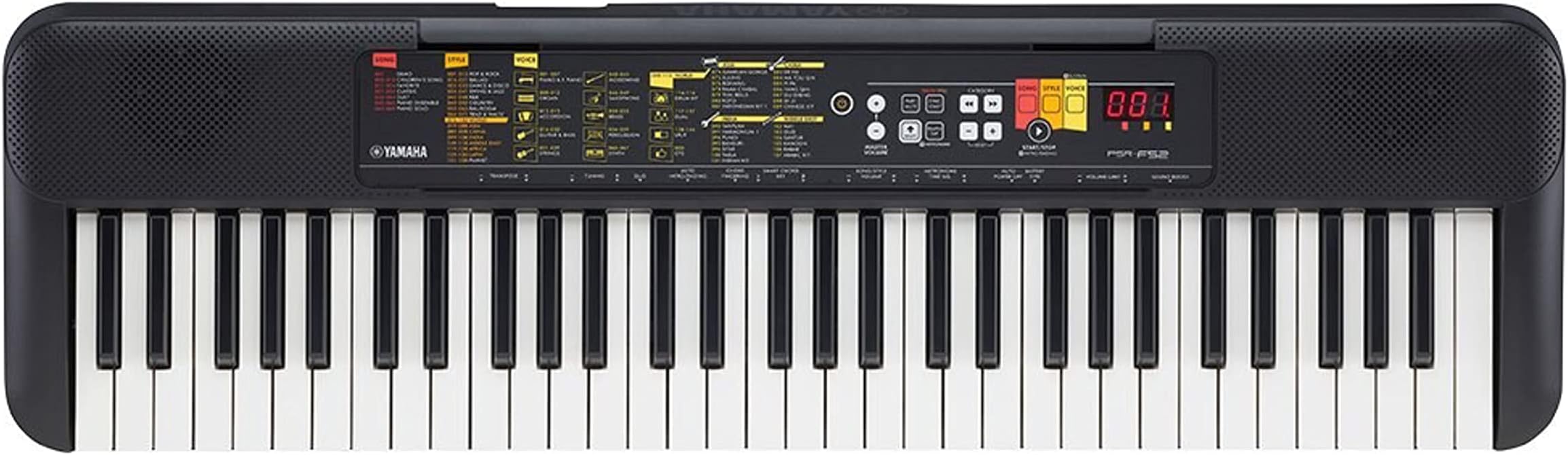 PSR-F52 Digital Keyboard,Compact digital keyboard for beginners with 61 keys, 144 instrument voices and 158 accompaniment styles,black,920 mm × 266 mm × 73 mm