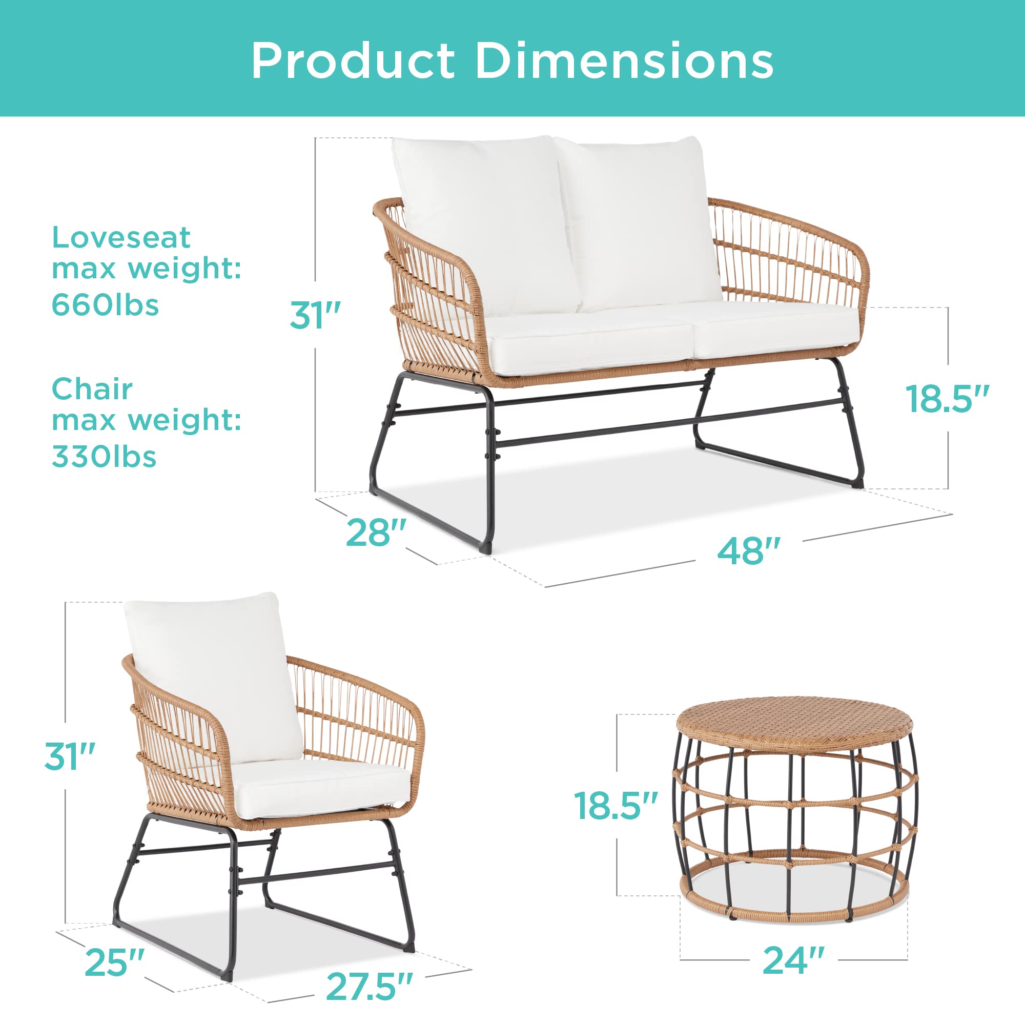 Buy Best Choice Products 4Piece Outdoor Rope Wicker Patio Conversation Set, Modern Contemporary