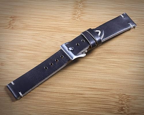 Vista 7 de hemsut h Horween - Correa de reloj de cuero para hombre de 18, 19, 20, 21, 22, 0.945 in, liberación rápida, hecha a mano, vendimia, envoltura