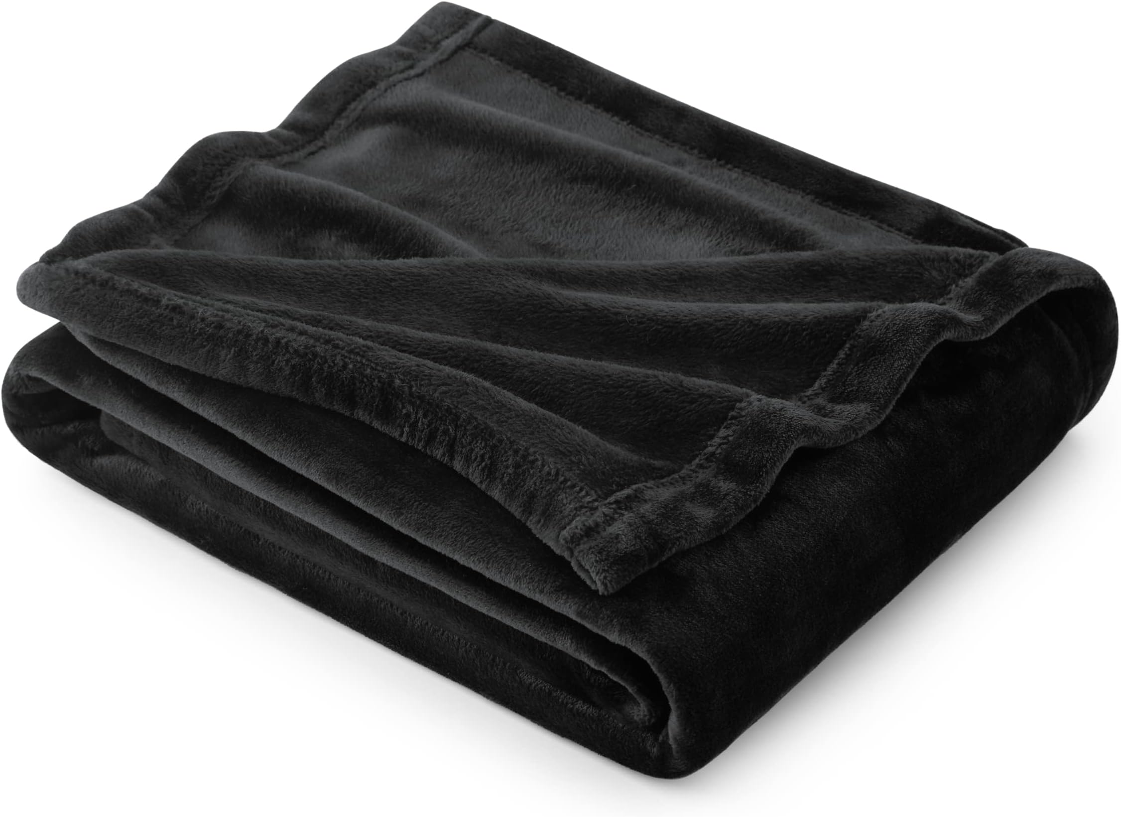 Bedsure Fleece Throw Blanket for Sofa - Soft Cosy Fluffy Blankets for Bed, Warm Single Throws for Audlts, Black, 130x150 cm