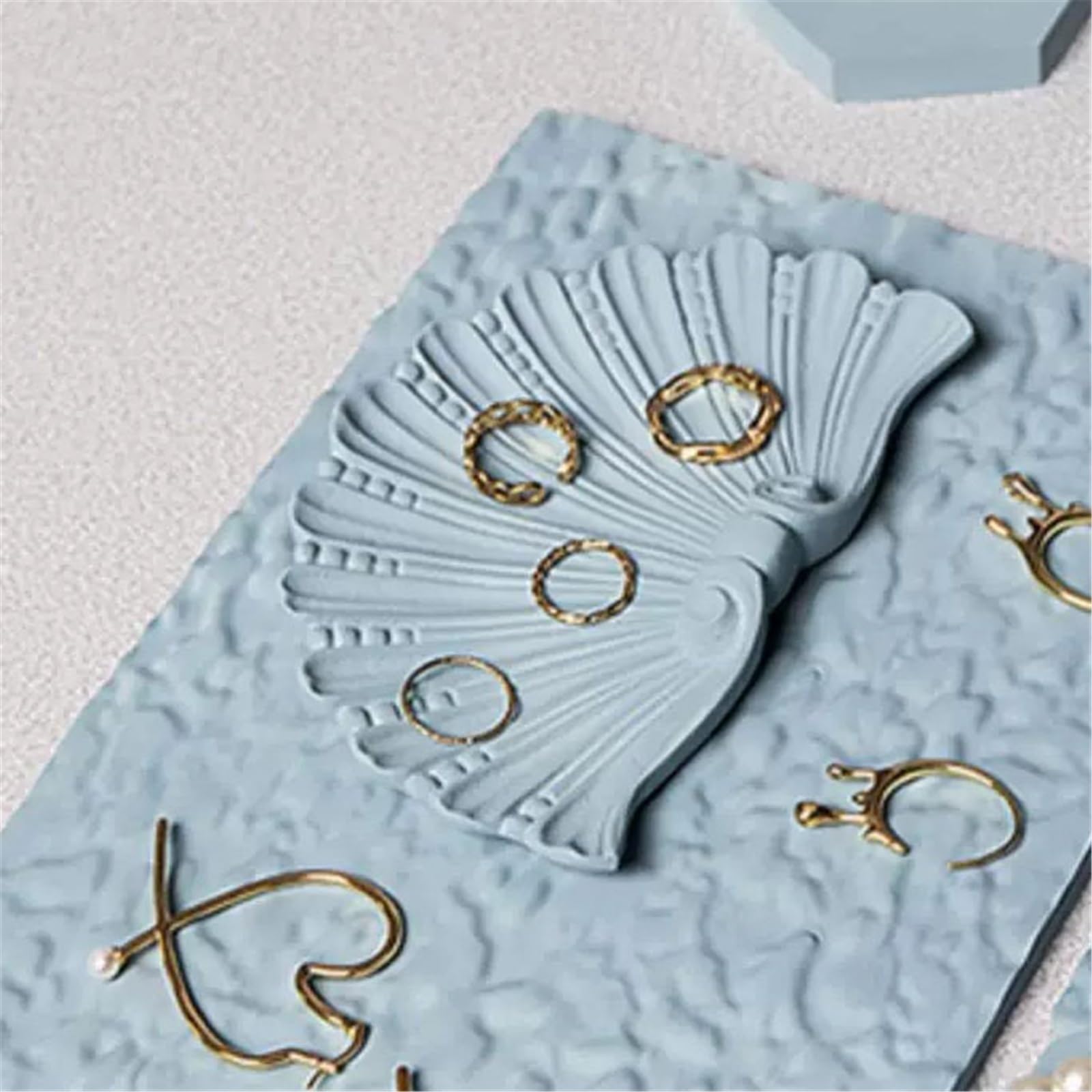 Przechowywanie biżuterii Fan Shaped Gypsum Jewelry Tray Ring Earring Display Holder dla lad detalicznych
