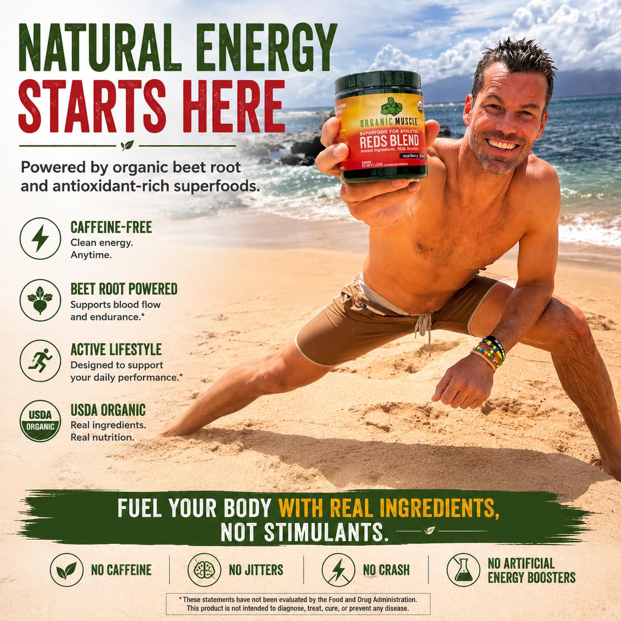 Organic Muscle Reds Superfood Powder, Acai Berry Flavor 30 Servings — Amazon image 9