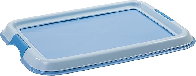 Iris Ohyama, Training pad holder / puppy training tray, 2 latch closure, non-skid rubber feet, holds pad 45 x 33 cm, for puppy & dog - Pet Tray FT-495 - Blue