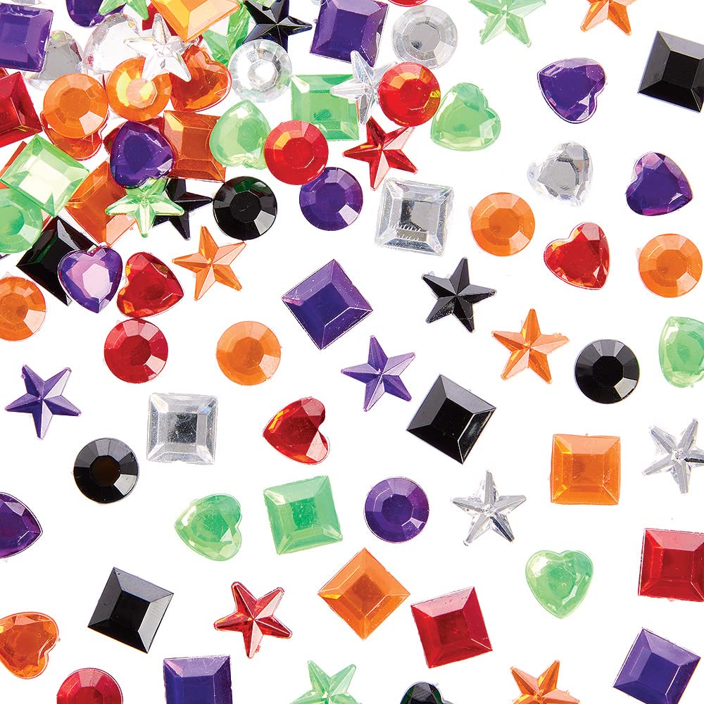 Baker Ross FX120 Halloween Self Adhesive Acrylic Jewels - Pack of 200, Sticker Gems for Kids, Gemstones for Paper and Card, Crafting Embellishments, Self Adhesive Acrylic Jewels