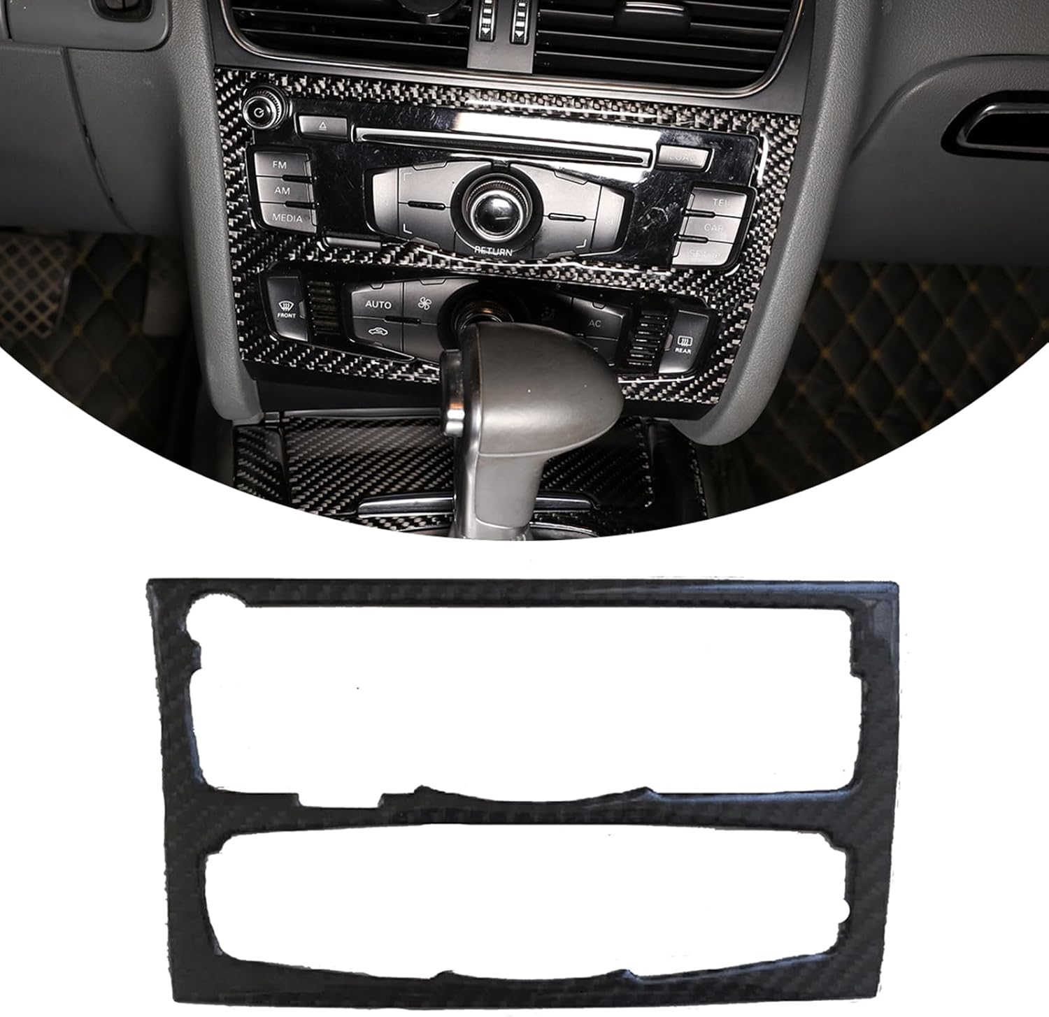 Soft Carbon Fiber Car Center Control CD Frame Sticker Trim,Car Center Control CD Panel Sticker Trim Fit for Audi A4L 2013 2014 2015 2016