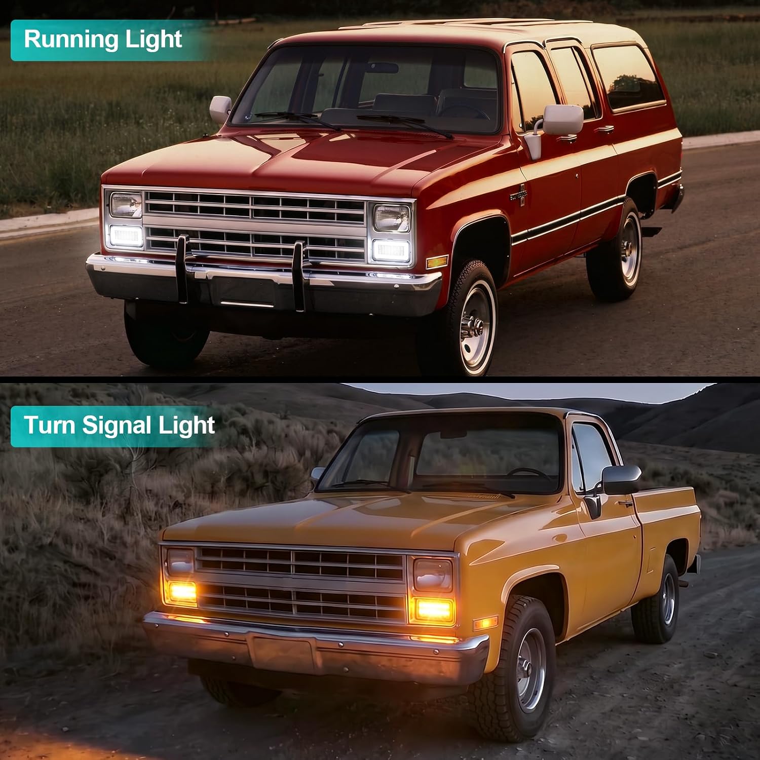 Turn Signal Lights for 1983-1986 C10 K10 C1500 Clear Lens, 2-in-1
