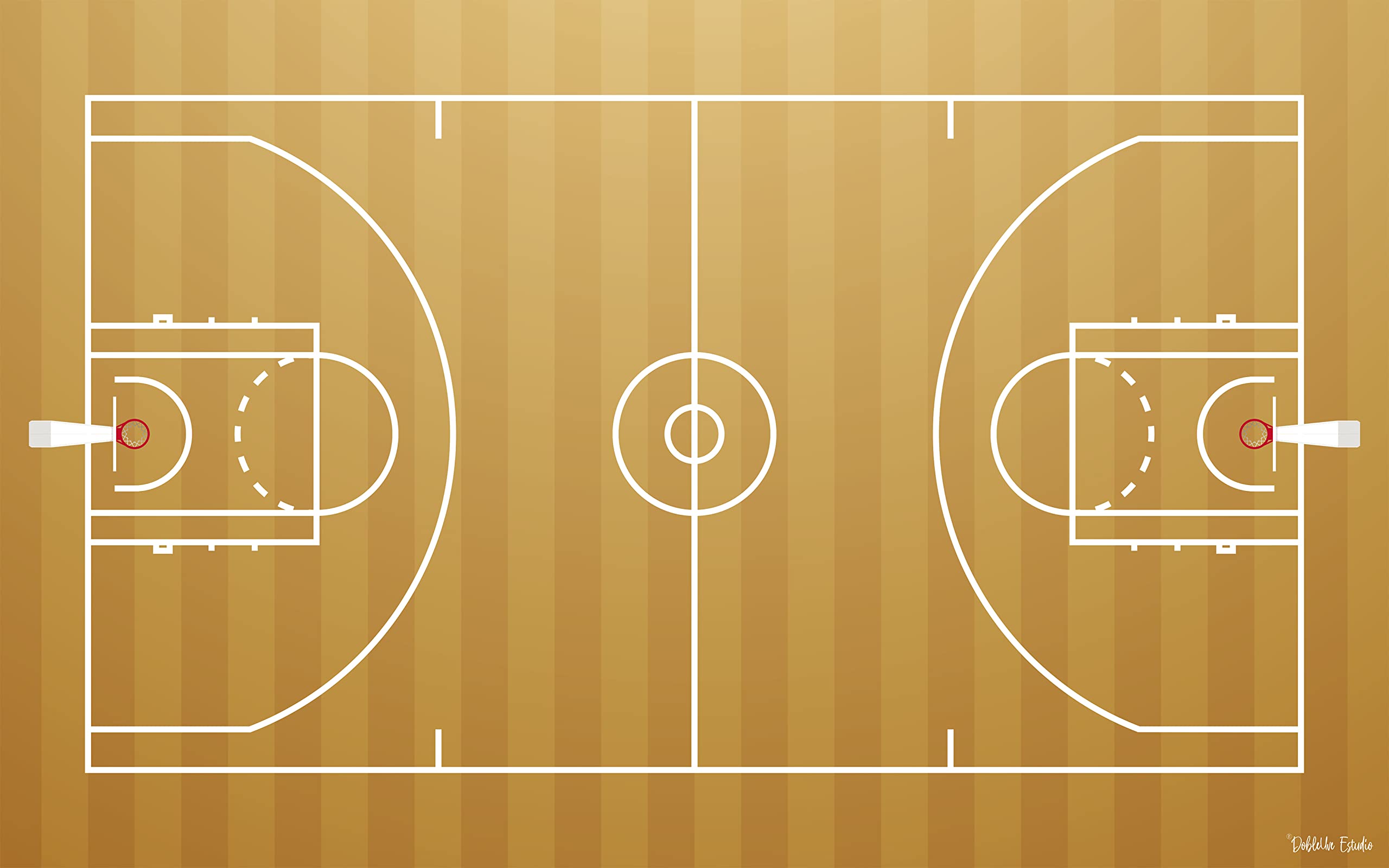 DobleUve Estudio Alfombra Vinílica Infantil 36 | Baloncesto | 200x125 cm | Alfombra Infantil Lavable | Alfombra Baloncesto Infantil Grande | Suelo Vinilo Infantil