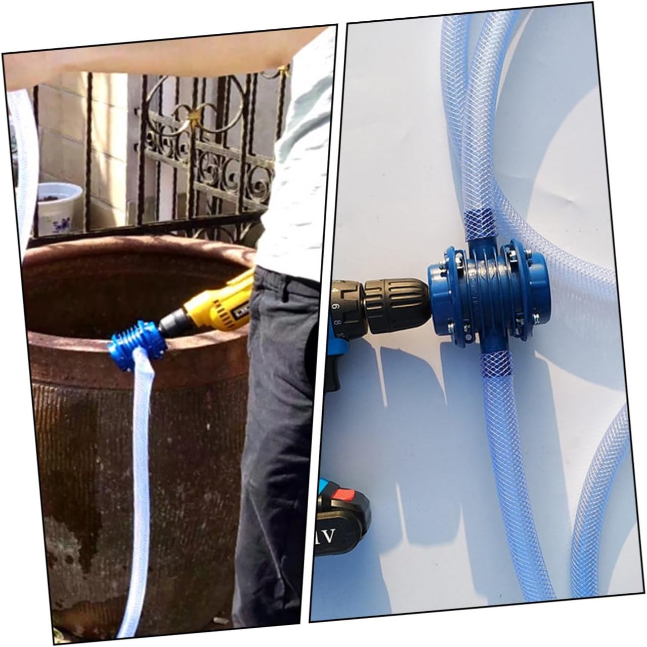 Gadpiparty Portable Mini Self-priming Plastic Water Pump for Home Use Hand Drill Driven Small Utility Water Transfer Pump with Blue Case Suitable for Garden Aquarium