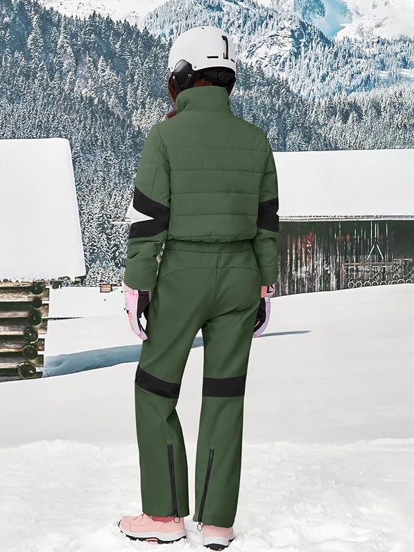 Yousify Womens Onesie Ski Suit Winter Outdoor Sports Warm Waterproof Snowsuit Color Block Jumpsuits Snow Jackets by Yousify - Used condition - Image 5