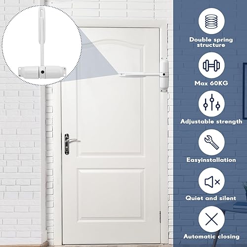 Miniatura 5 de Gisafai 4 piezas de cierrapuertas automático, cierre de puerta de resorte, bisagras de puerta de cierre automático, convierte puertas con bisagras