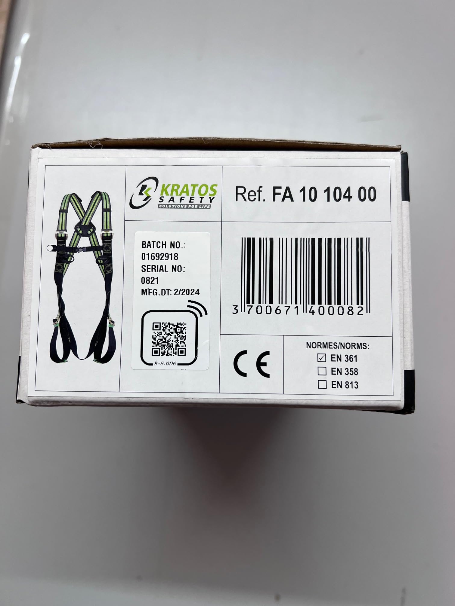 KRATOS SAFETY - Harnais 2 Points d'accrochage - 119-FA1010400
