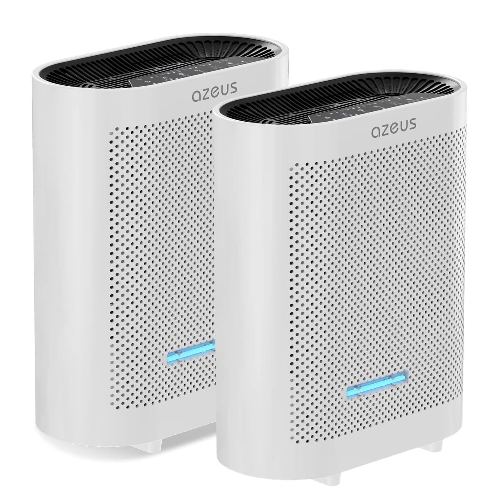AZEUS Paquete de 2 purificadores de aire para habitación grande para el hogar, purificadores de aire HEPA verdaderos para humo, mascotas, polvo, olor, filtro HEPA de habitación, purificador de aire
