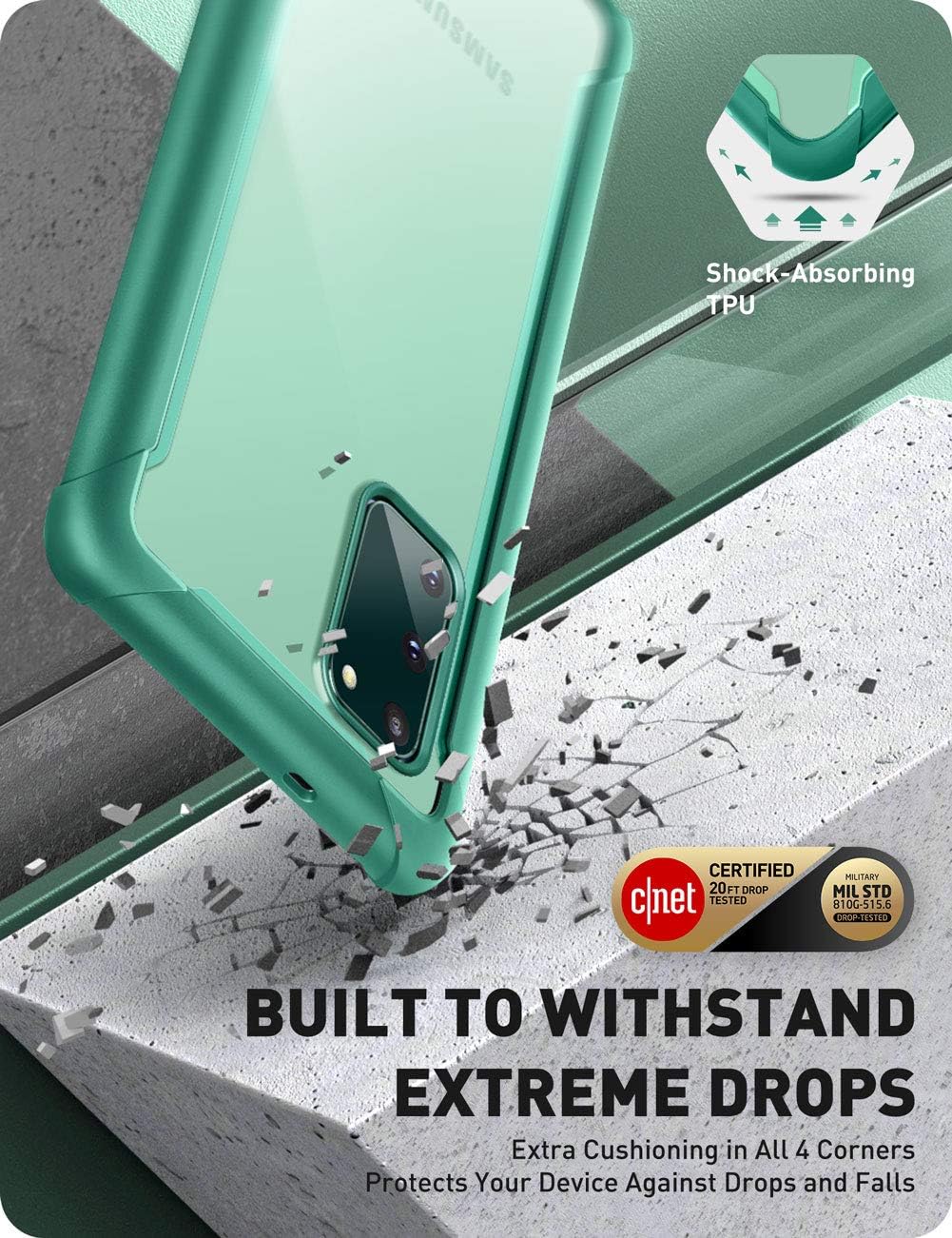 i-Blason Ares Series Designed for Samsung Galaxy S20 FE 5G Case (2020 Release), Dual Layer Rugged Clear Bumper Case with Built-in Screen Protector (MintGreen) - Image 4