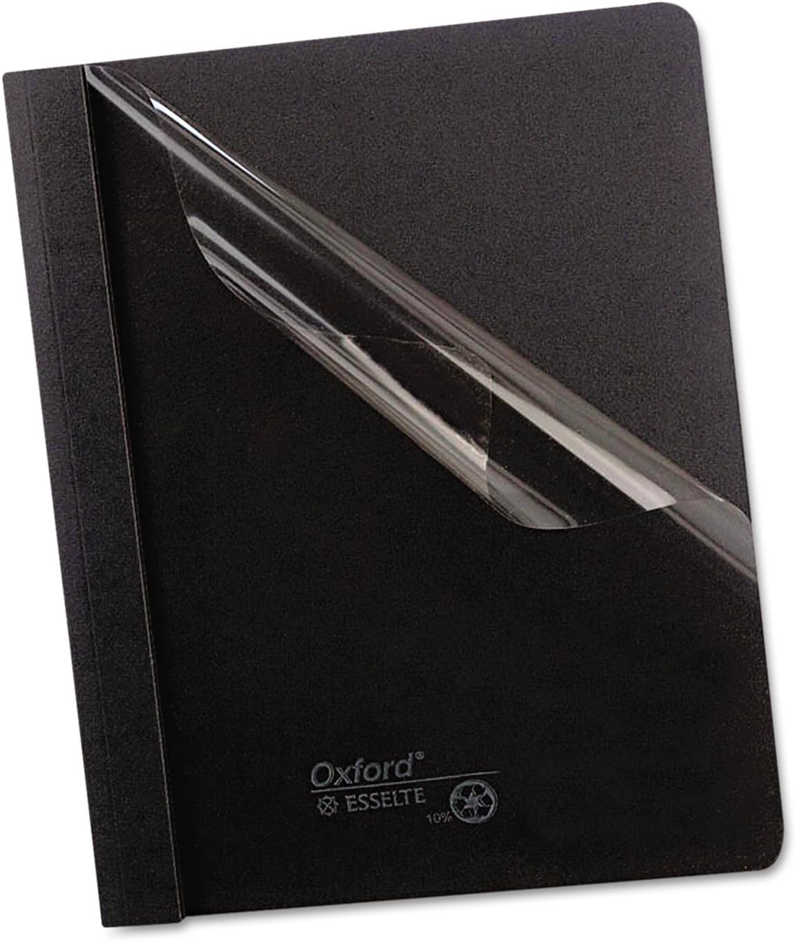 Oxford 55806 - Clear Front Report Cover, Tang Clip, Letter, 1/2 Capacity, Black, 25/Box