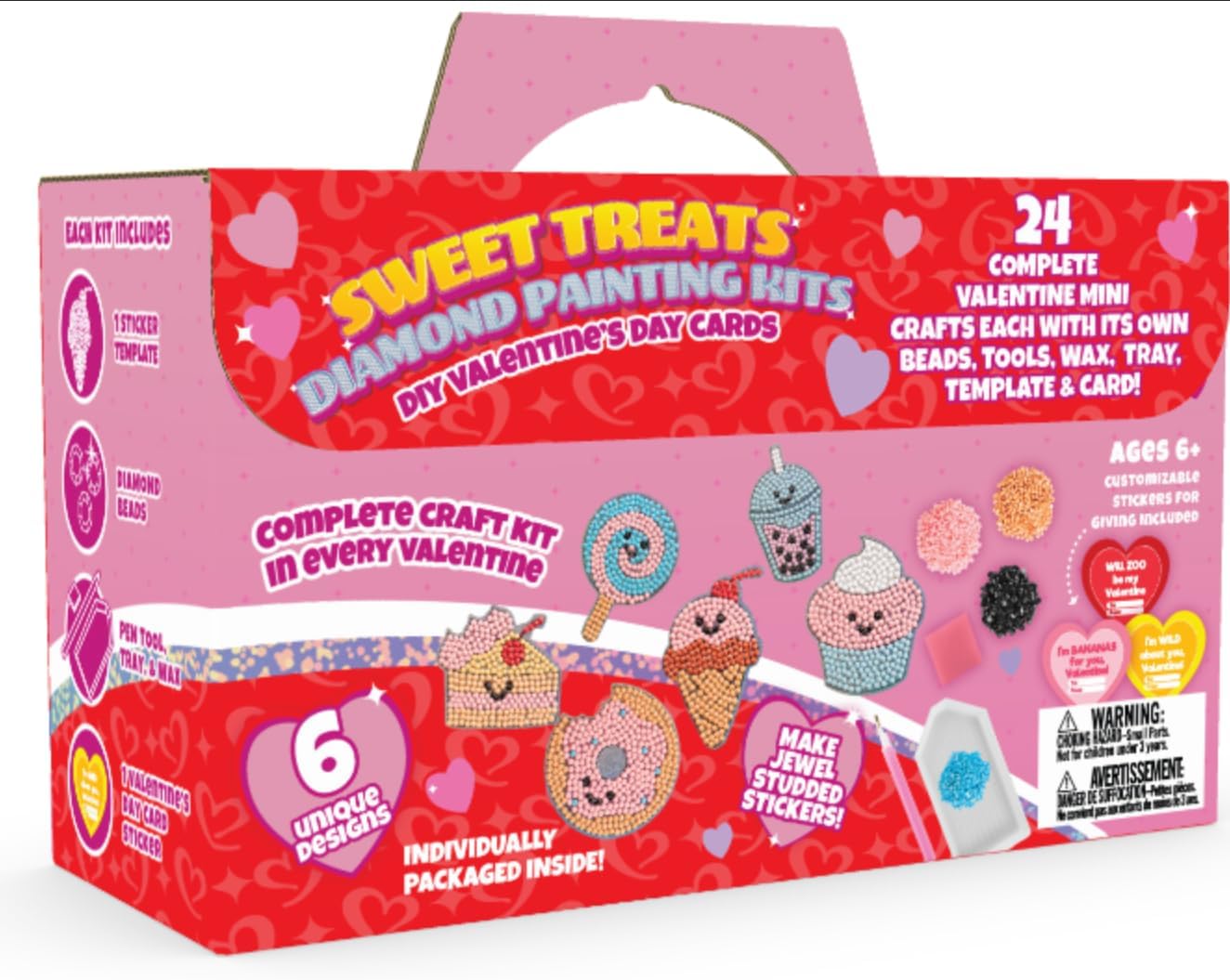 Sweet Treats 24 Pack 5D Diamond Painting Kits - Goodie Bag Party Favors for Kids Birthday Party & School Classroom Prizes - Animal Gem Craft Activity Kits- Party Favor Stuffer Gifts for Boys & Girls