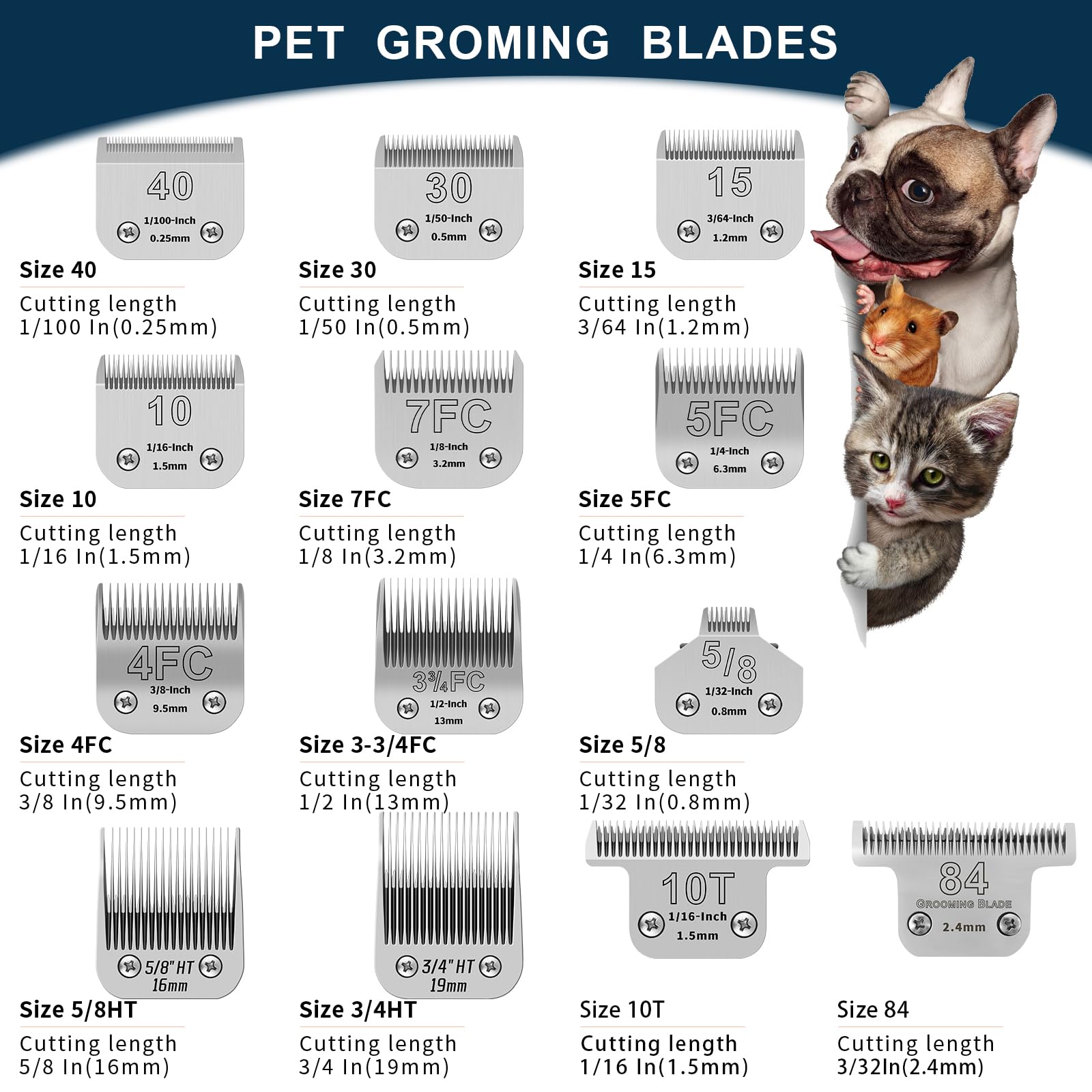 4Pack Dog Grooming Blades Compatible with Andis Dog