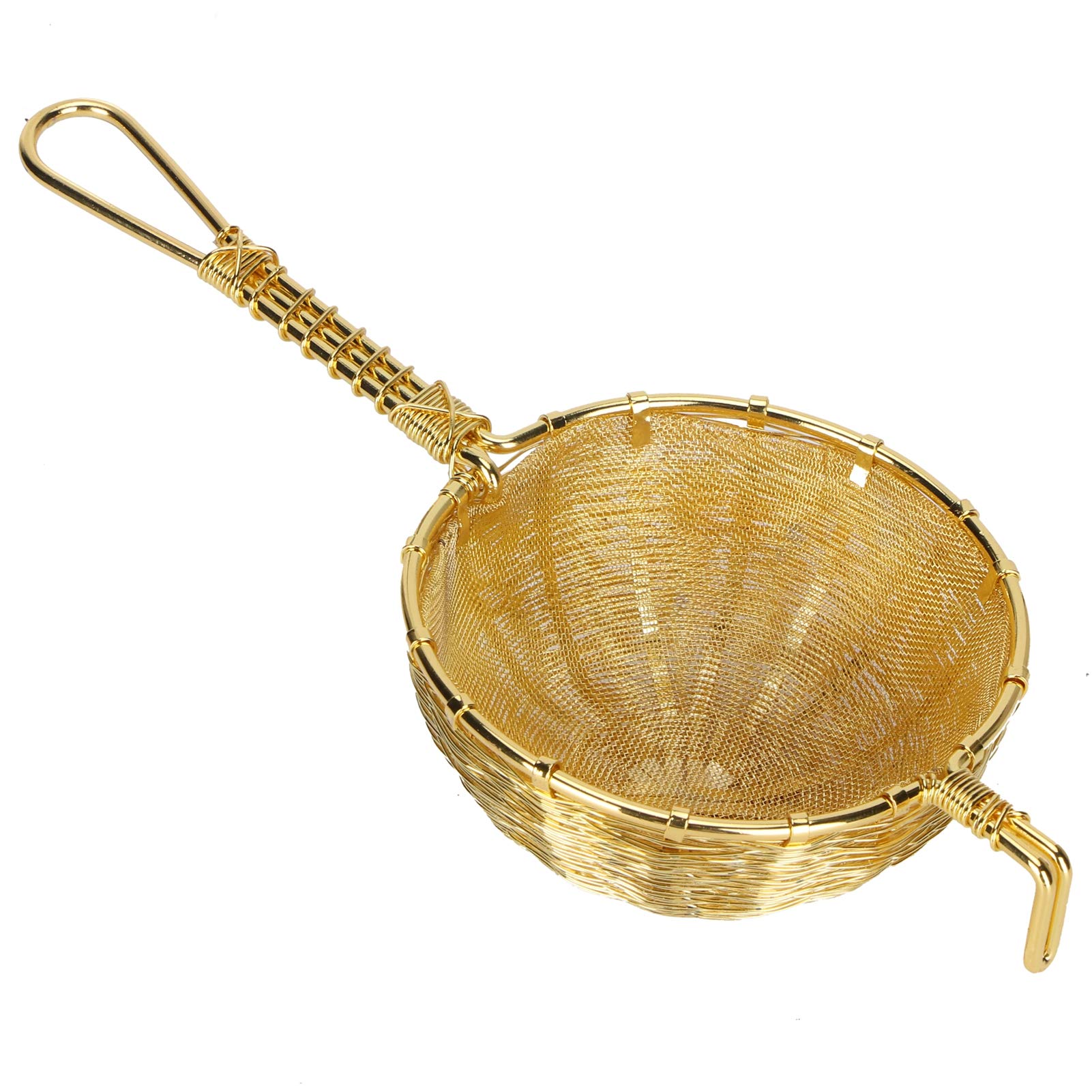 Passoire à thé en cuivre fabriquée à la main, filtre à théière réutilisable avec long manche, maille fine et dense pour une excellente séparation des scories, conception