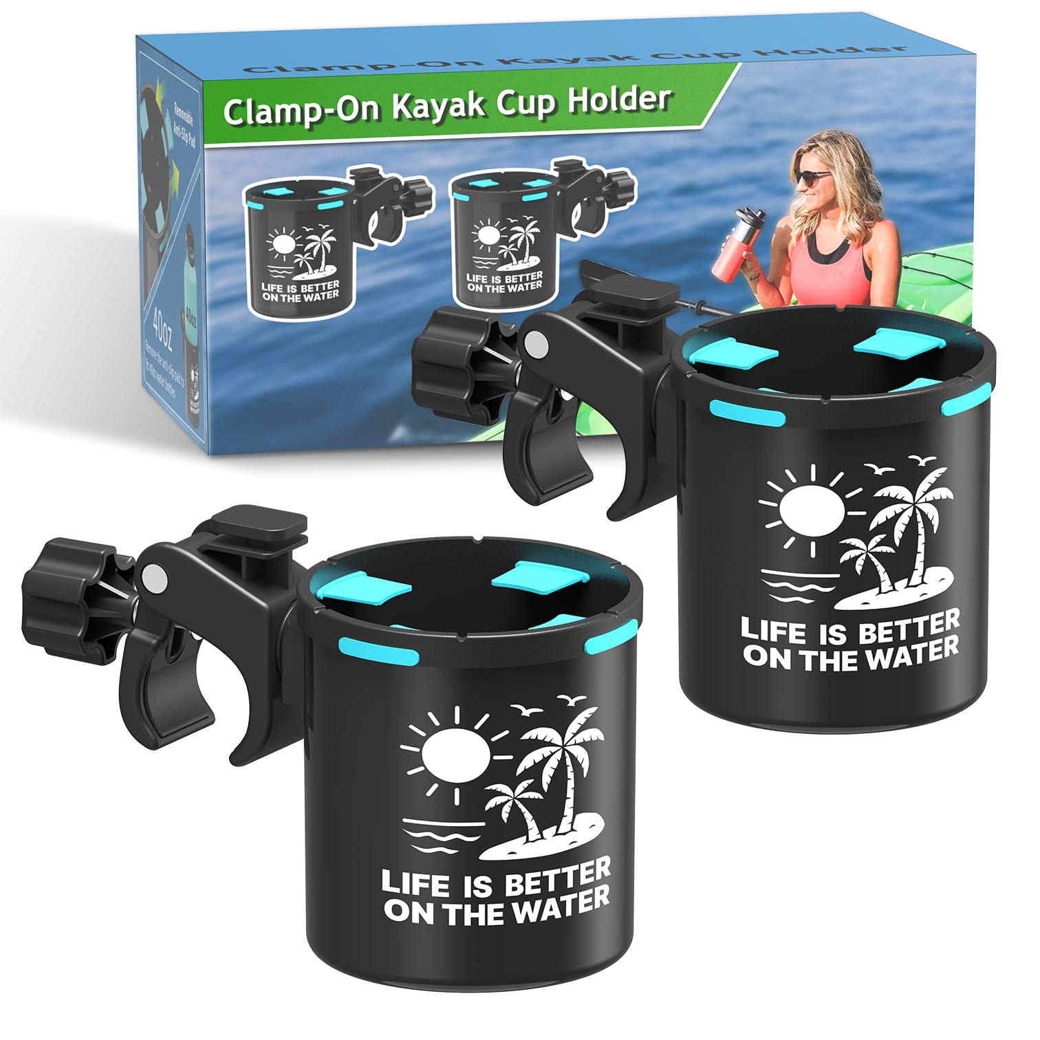 Seaperk Clamp On Kayak Cup Holder, Adjustable & Tool - Free Installation, Ideal for Kayaks, Jet Skis | Perfect Kayak Gift for Men, Must - Have Kayak &