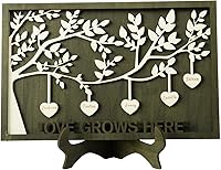 Vista 9 de Joyforisa Regalos para mamá y abuela, marco personalizado del árbol de la vida con corazones y nombres, marco de árbol familiar de madera