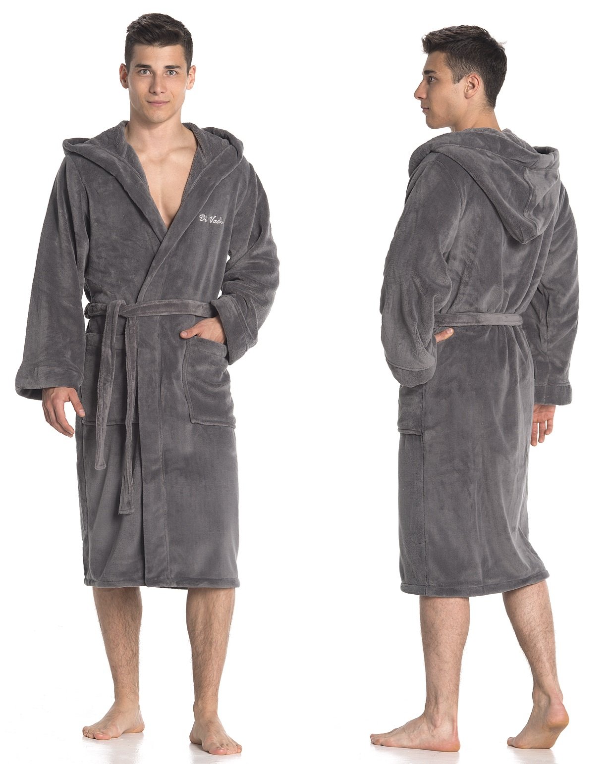 Di Vadini - Accappatoio unisex Florenz con cappuccio, in microfibra Öko-Tex Standard 100 I Kimono con colori e dimensioni a scelta, XXS - 5XL