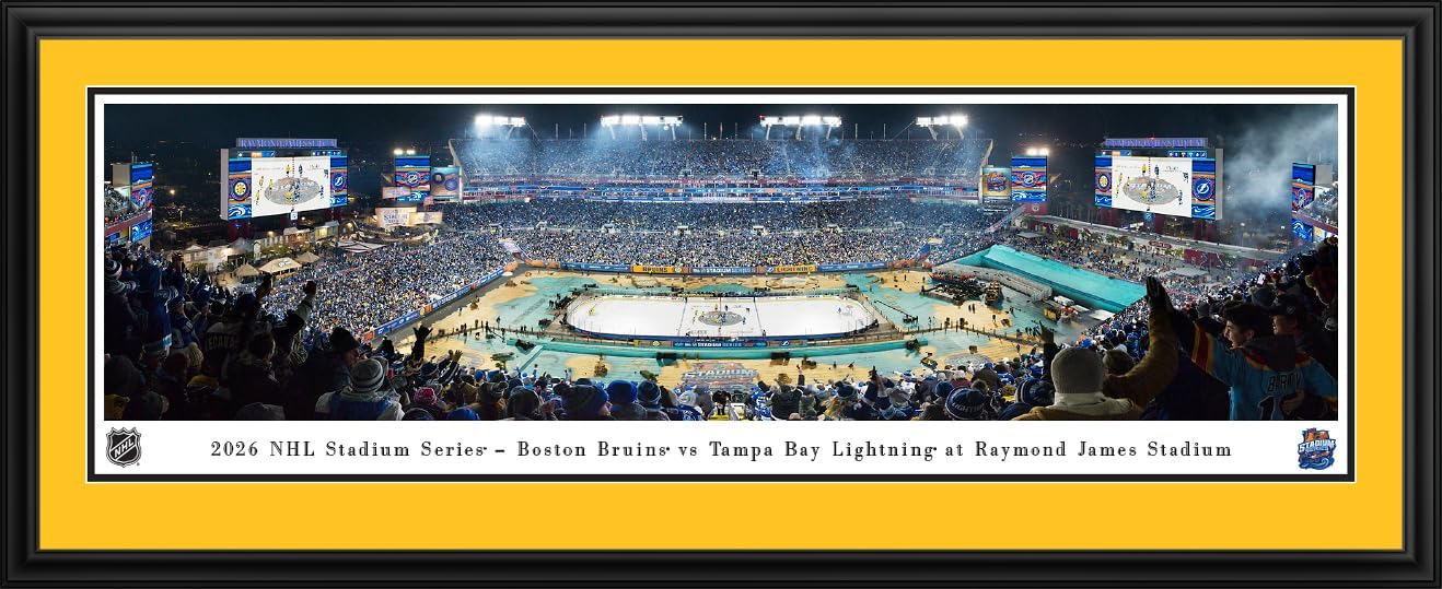 2026 NHL Stadium Series, Bruins vs Lightning - Bruins Double Mat, Deluxe Framed Print by Blakeway Panoramas