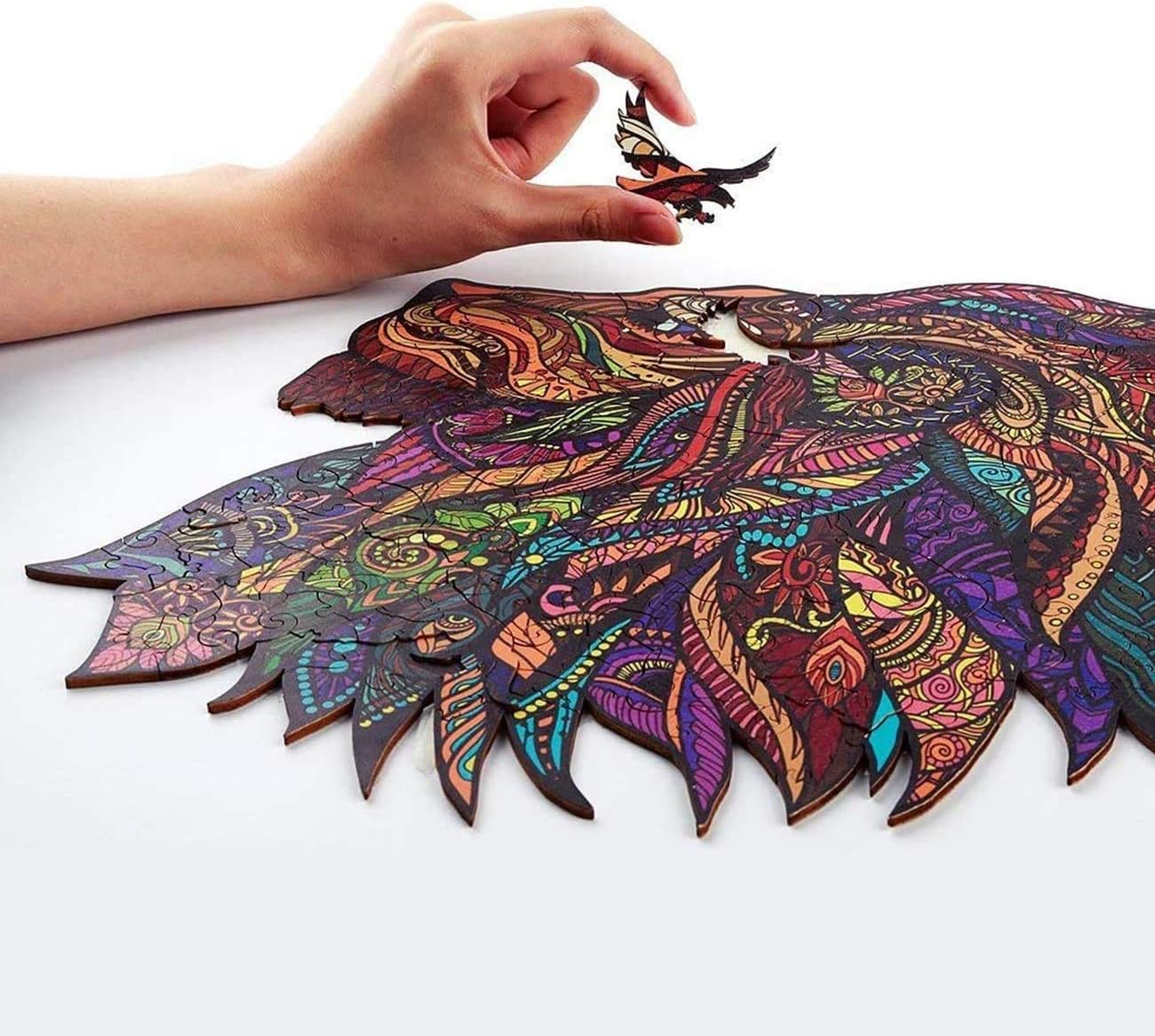 Wooden Jigsaw Puzzles Lion King Puzzle Unique Shape Wood Puzzle, Best Gift for for Adults and Kids (M-12.6x12.6in-197pcs): Toys & Games