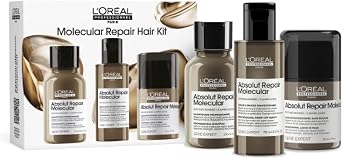 L'Or al Professionnel Absolut Repair Molecular Shampoo, Rinse-Off Serum & Leave-In Treatment Mini Trio Kit, For Extremely Damaged Hair, Molecular Bond Repair & restores strength, 100ml, 75ml & 50ml