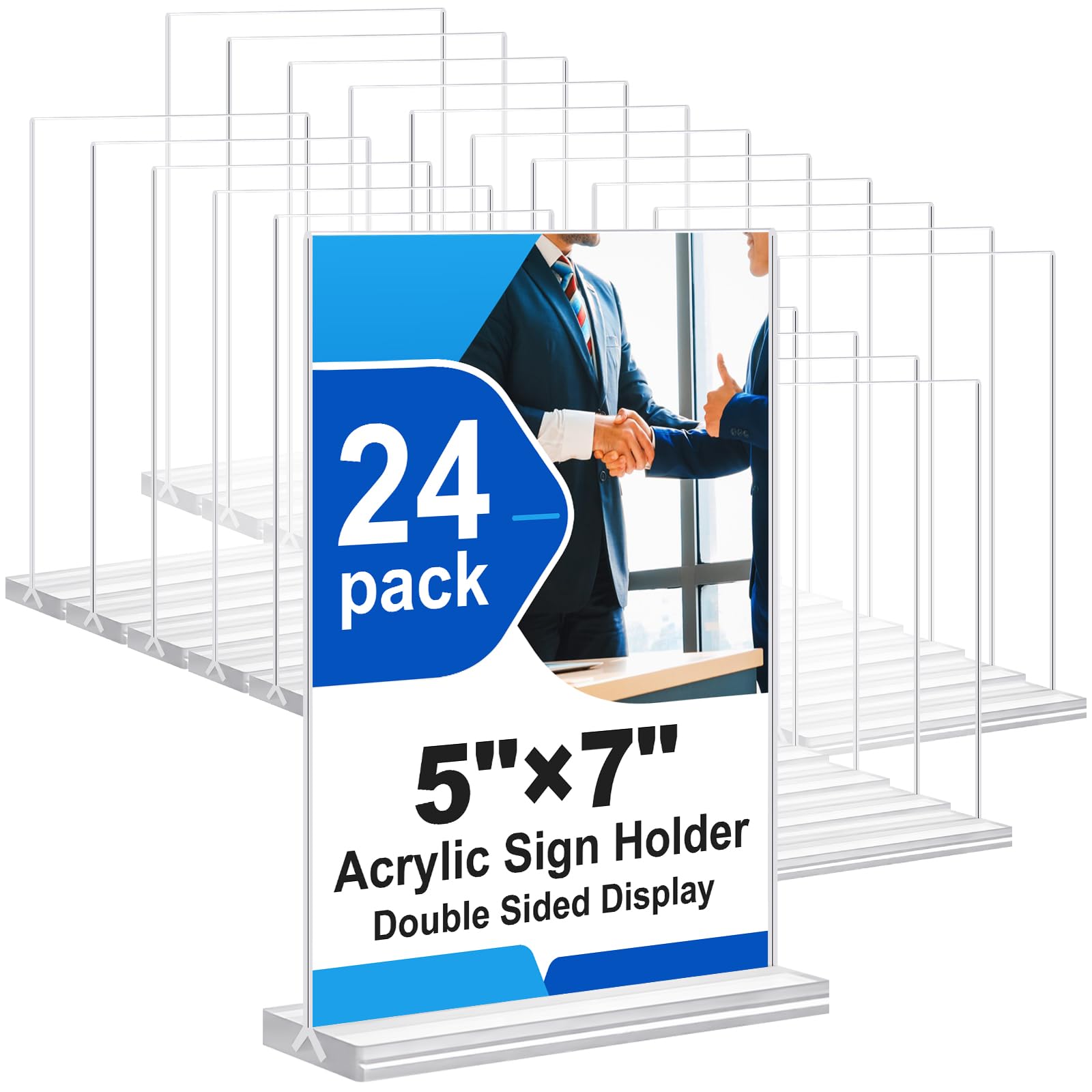 Confezione da 24 supporti in acrilico da 12,7 x 17,8 cm, espositore trasparente su entrambi i lati, porta carta da tavolo, porta menù verticale, cornice in plastica per negozi, ristoranti, hotel