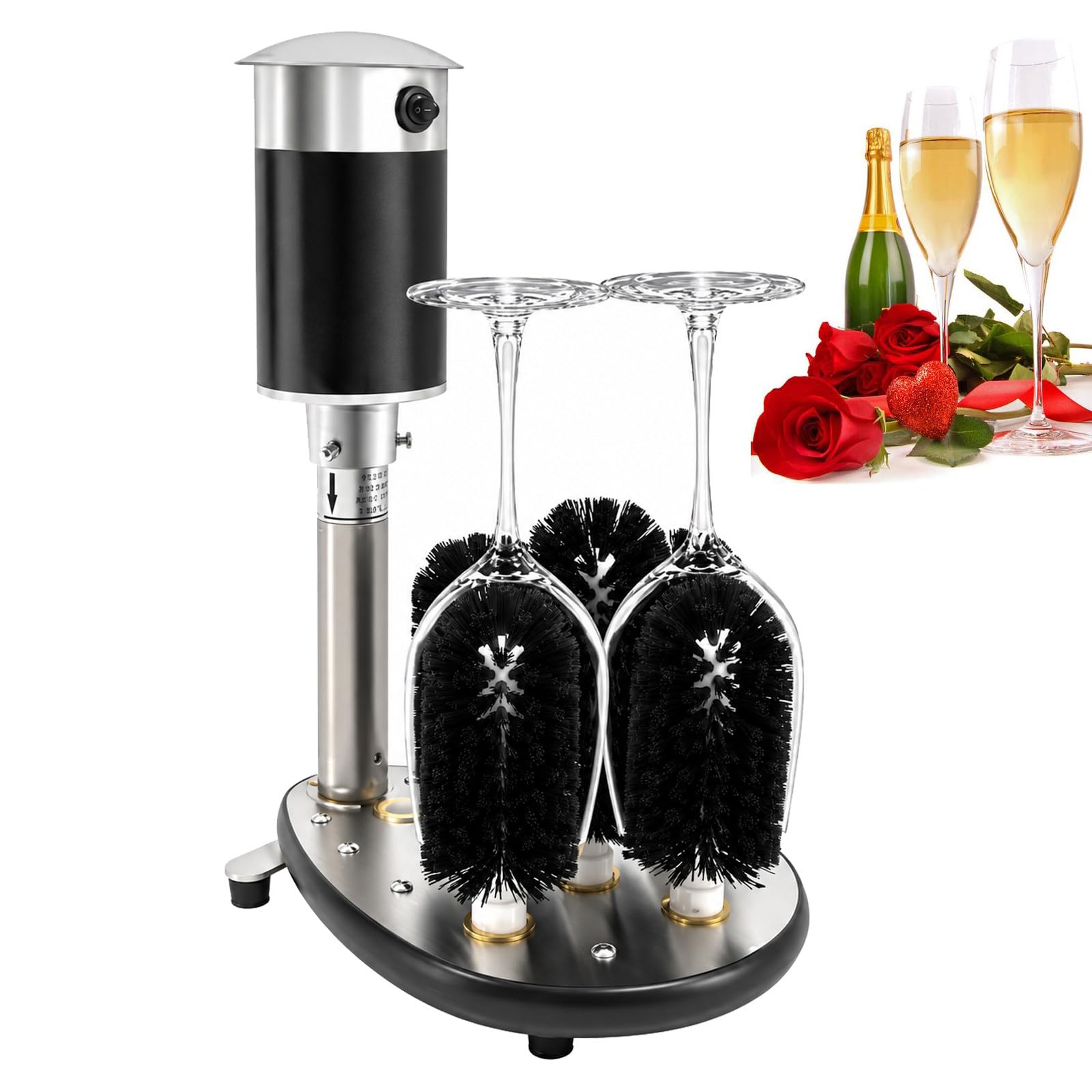 Lave-Tasses Commercial, Nettoyeur Électrique 250W avec 5 Brosses