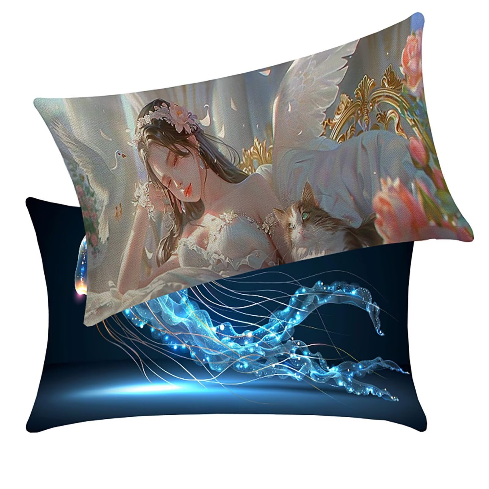 Coussin extérieur imperméable rose 30x50 cm lot de 2 housses en lin pour canapé de jardin