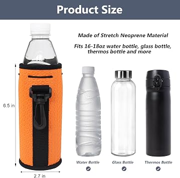 Water Bottle Sleeves, 3 Pcs Neoprene Insulators Bottle Carrier Holder with Buckles, fits 16-18oz (Colorful1)
