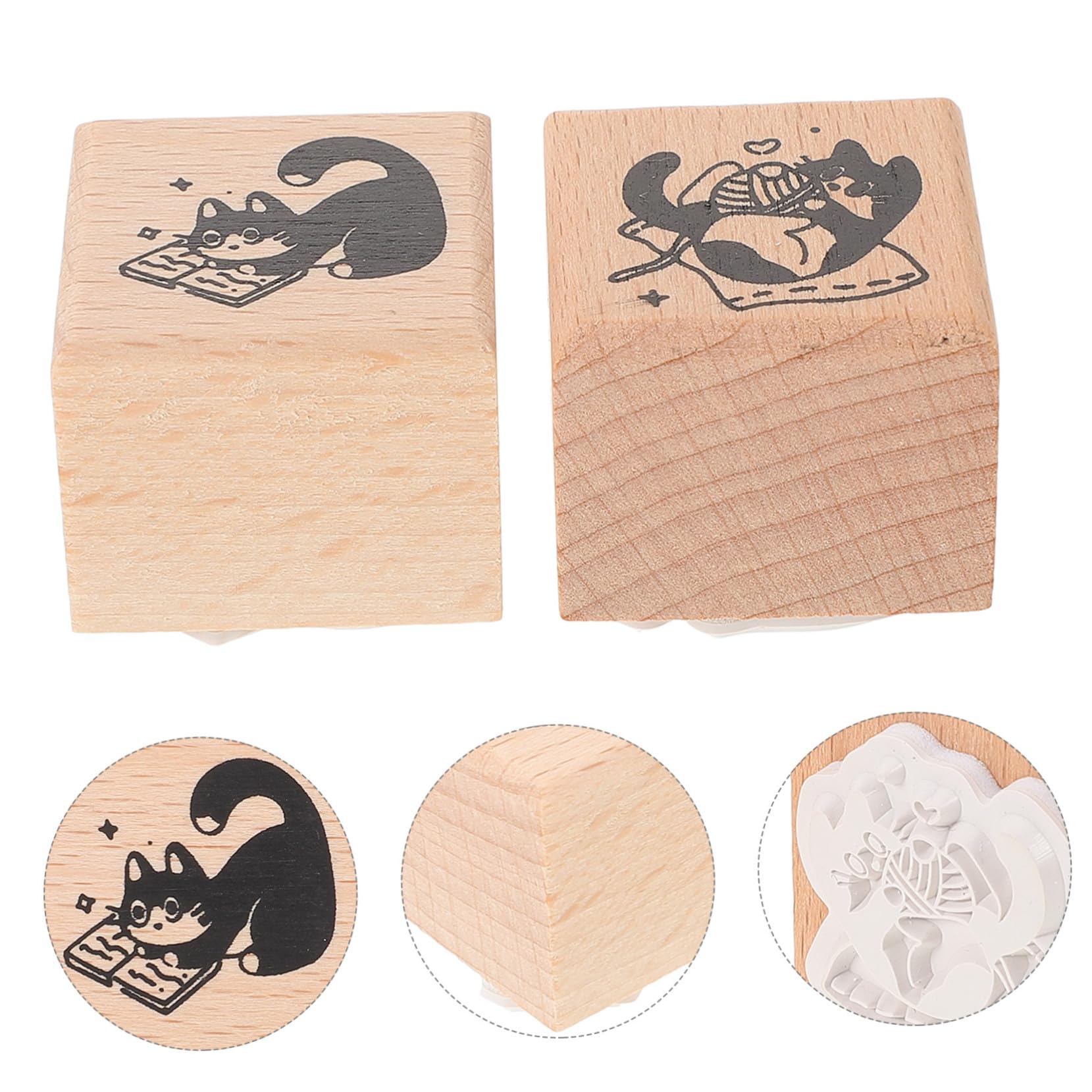 Uonlytech 4 Ensembles Phoque De Chat Fabriquer Des Timbres Tampon De Journal Décoratif Timbres Pour Le Bricolage De Journal Artisanaux Bois 2 Pièces * 4