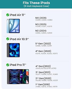 typecase Edge Keyboard Case for iPad Air 11-inch(M4/M3/M2, 2026/2025/2024), iPad Pro 11-inch(4th/3rd/2nd/1st Gen) & iPad Air 10.9-inch 5/4th Gen, Multi-Touch Trackpad, 11-Color Backlight, Black