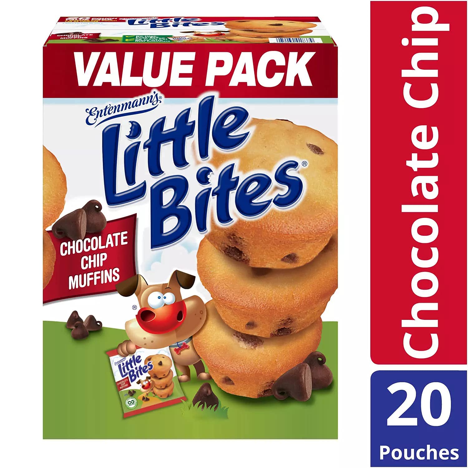 Entenmann's Little Bites Chocolate Chip Muffins, No High Fructose Corn Syrup, 0g Trans-Fat - Always Baked Moist and Delicious - By Gourmet Kitchn - 1 Box (1.65oz / 20pk)