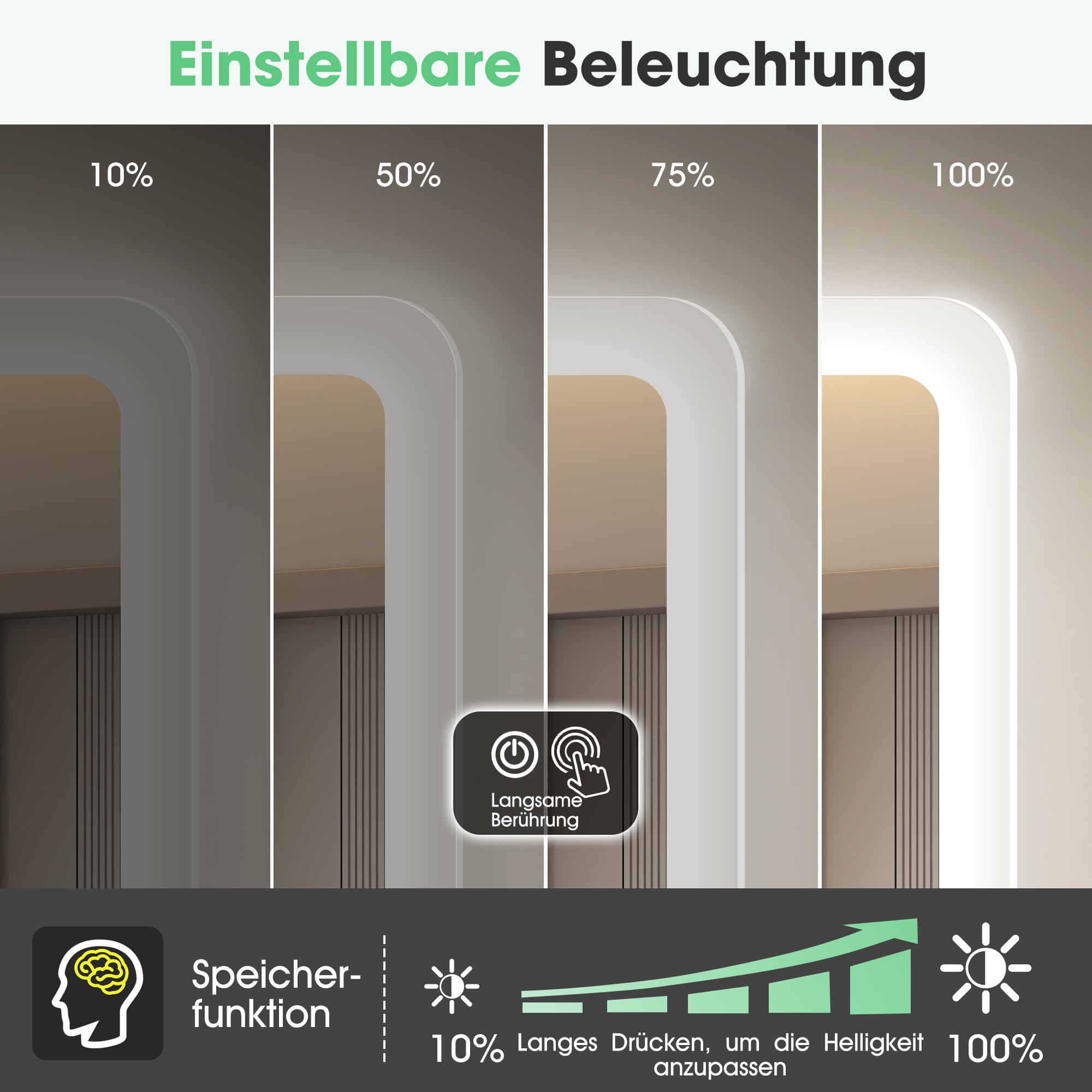 S'bagno Badspiegel-mit-Beleuchtung 140x80cm, Led-Badezimmerspiegel-mit-Licht, Bluetooth, Entfoggen, 3 Farben, Dimmbar, Speicherfunktion, Gehärtetes Glas, IP44 Wasserdicht, Horizontal/Vertikal