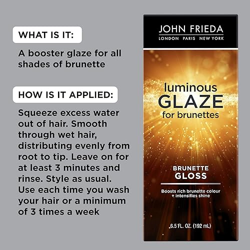 Miniatura 10 de John Frieda Luminous Glaze Clear Shine - Brillo para el cabello, mejora el color y añade brillo para un brillo reflectante en cabello teñido o