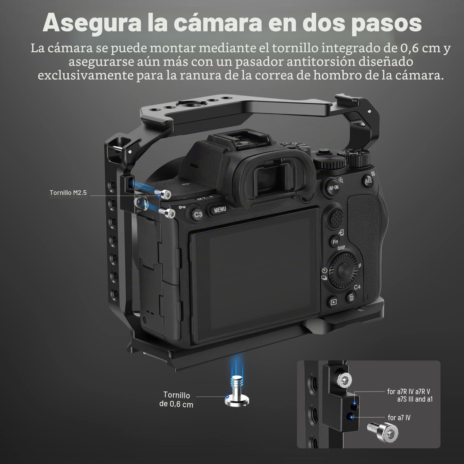 NEEWER Jaula A7 IV para cámara Completa Compatible con Sony Alpha 7R IV/a7 IV/a7S III/a1, aleación de Aluminio con Acceso/Arca Type QR Base Cambio rápido, Compatible con estabilizadores dji RS, CA004