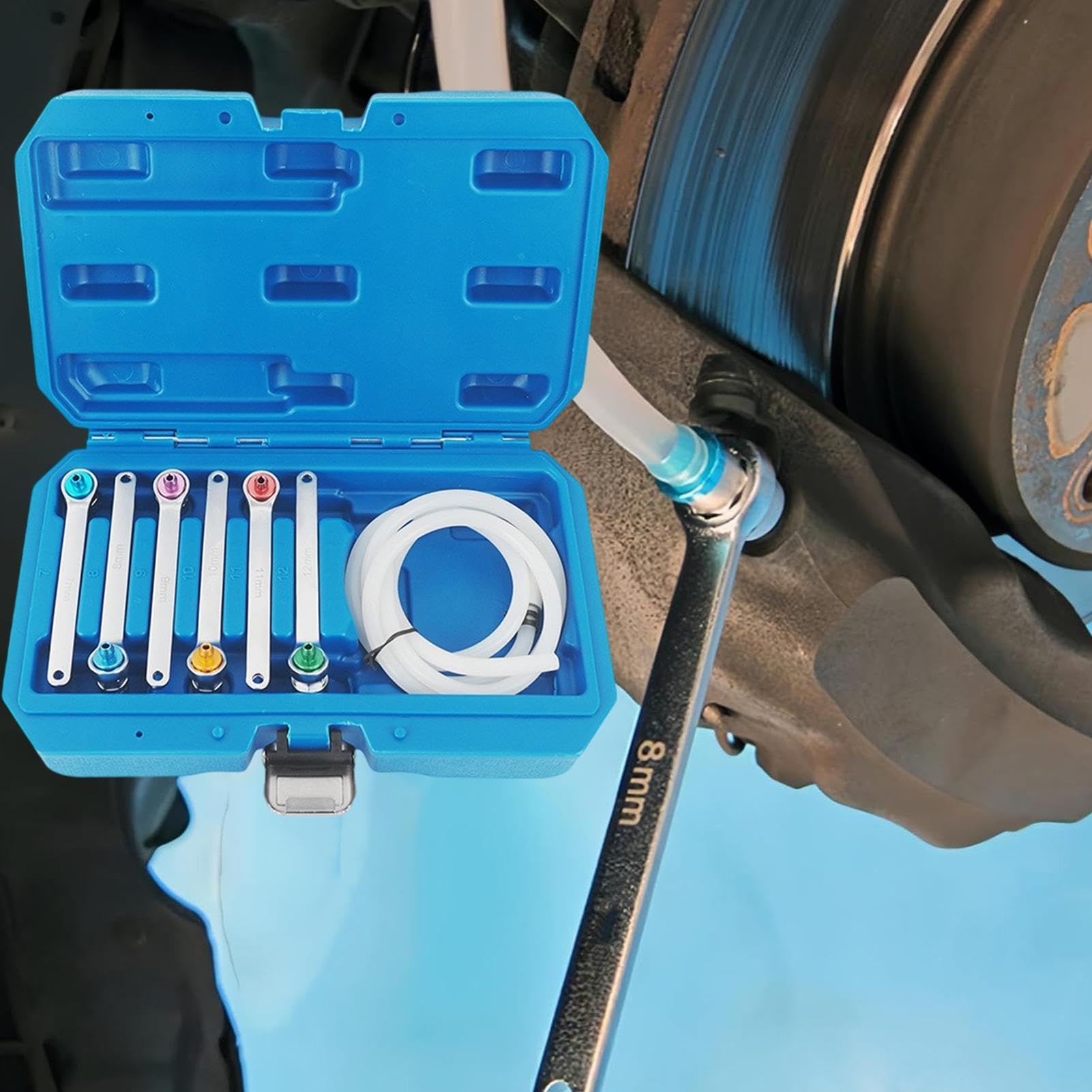 Genérico Llave Purgadora De Frenos 7 Piezas 7-12 mm Portátil con Estuche