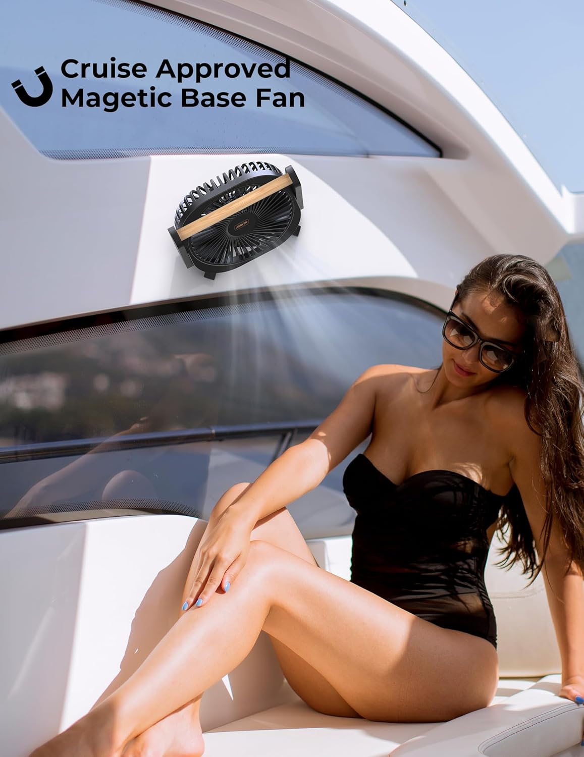Magnetic Cruise Fan Cabin Approved, Ultra-Slim (1.46") Travel Fan for Cruise Ship, Quiet & Feather-Light (13 oz), Magnetically Sticks on Cabin Ceilings and Walls, Cruise Essentials